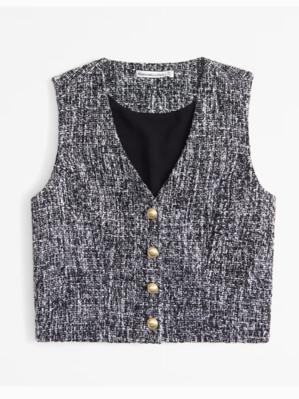 Abercrombie & Fitch Tweed Button-Front Vest in Black and White